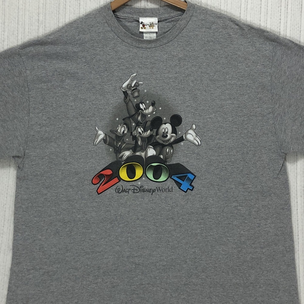 Walt Disney World 2004 Mickey Mouse Donald Goofy Pluto Gray T-Shirt 2XL